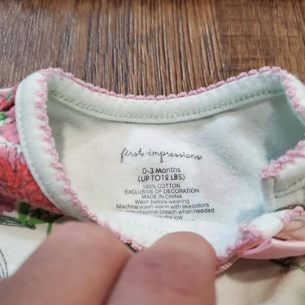 First Impressions Baby Girl Floral Footed Pajamas Sleep Mint Green Pastel 0-3M